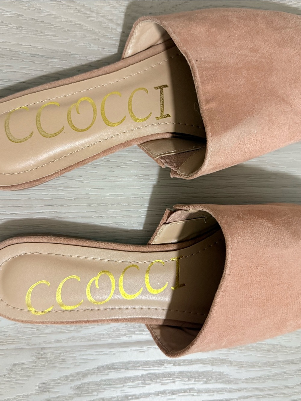 CCOCCI Suede Slide Mules in Dusty Rose